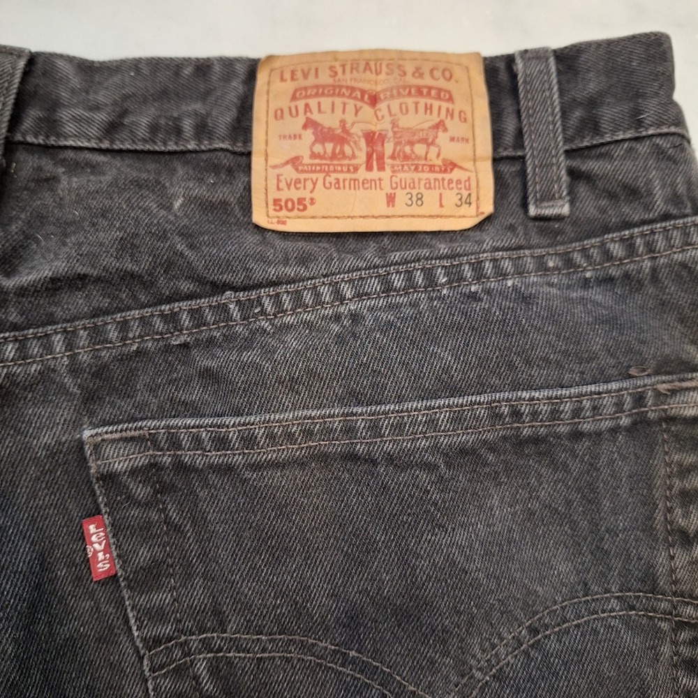 Vintage 90s Levi's 505 Jeans Mens 38x34(33) Black Regular Fit Straight Leg Denim